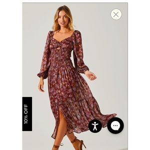 NWT ASTR the Label Floral Print Long Sleeve Sweetheart Neck Cut Out Maxi Dress